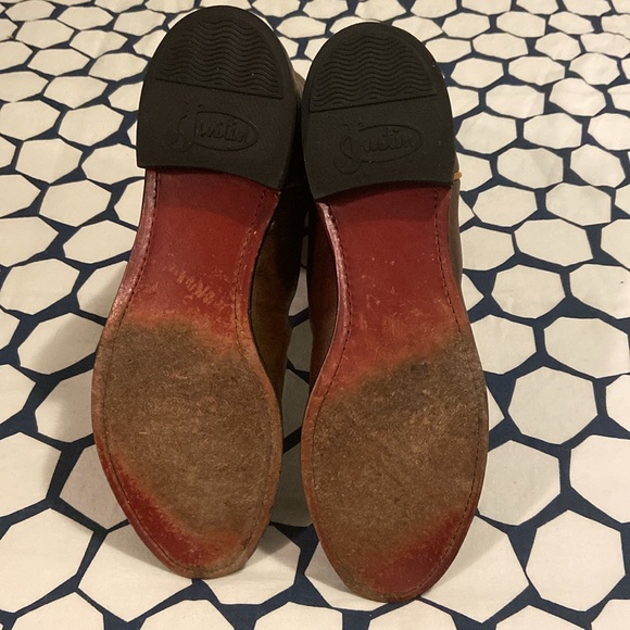 Justin Men's Brown Leather Roper Cowboy Boots Size 10.5 D Western - Picture 8 of 8